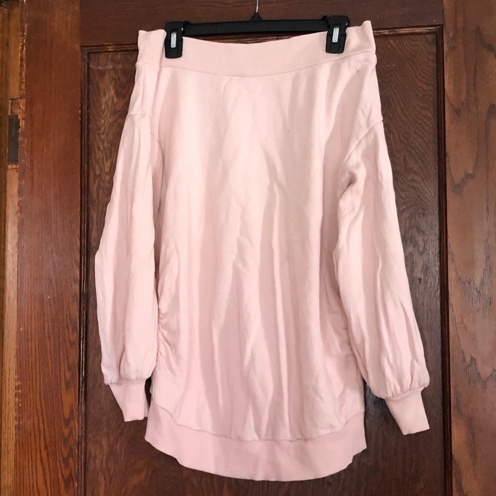 Pink Maternity Off the Shoulder Sweatshirt